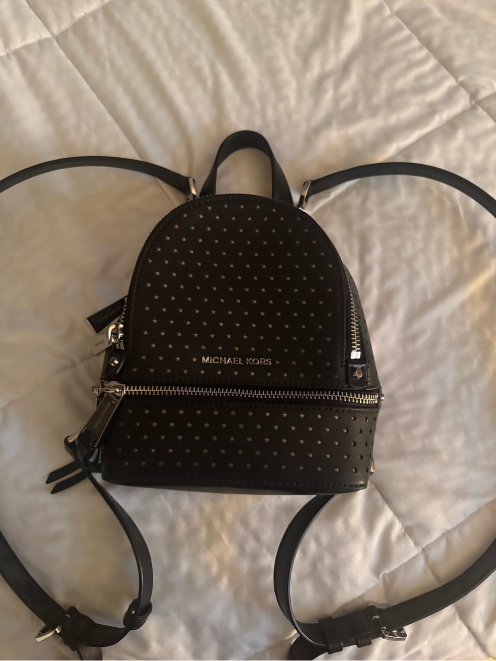 Michael Kors Black Star-Stud Mini Backpack